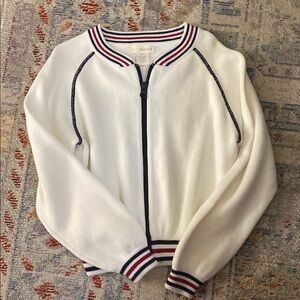 Olive Juice White and Red Bomber Jacket